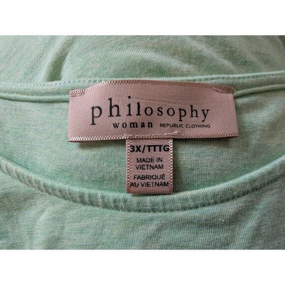 Mint Green Philosophy Woman 3X Relaxed Fit Short Sleeve Tunic Top - Picture 5 of 7